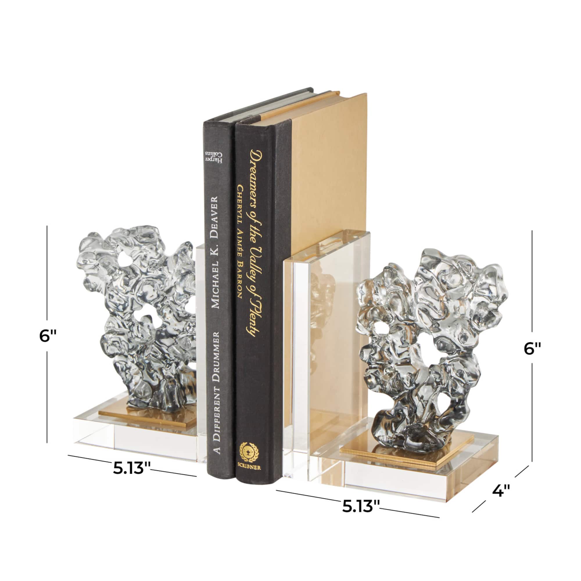 6" Clear Glass Decorative Bookends, 2ct.